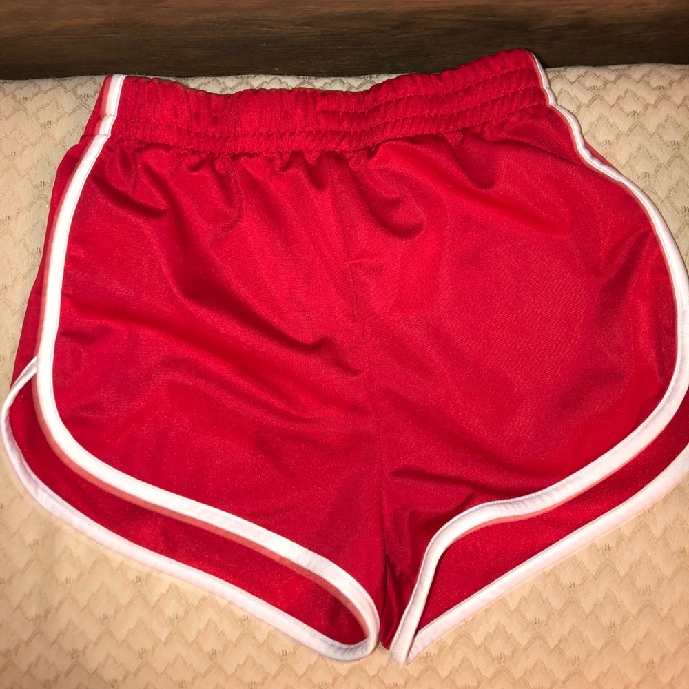 Red athletic shorts